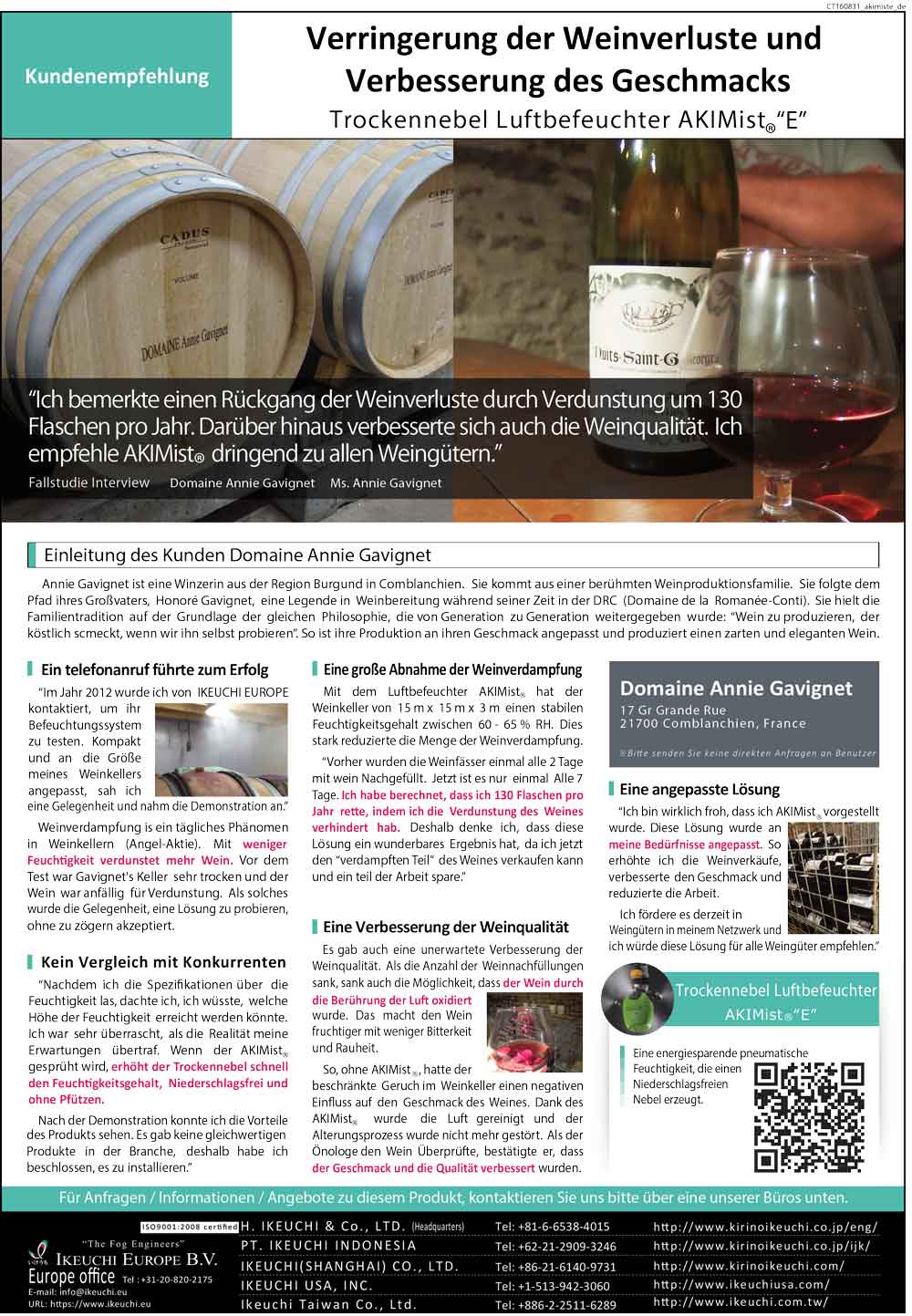 success story humidification in winery